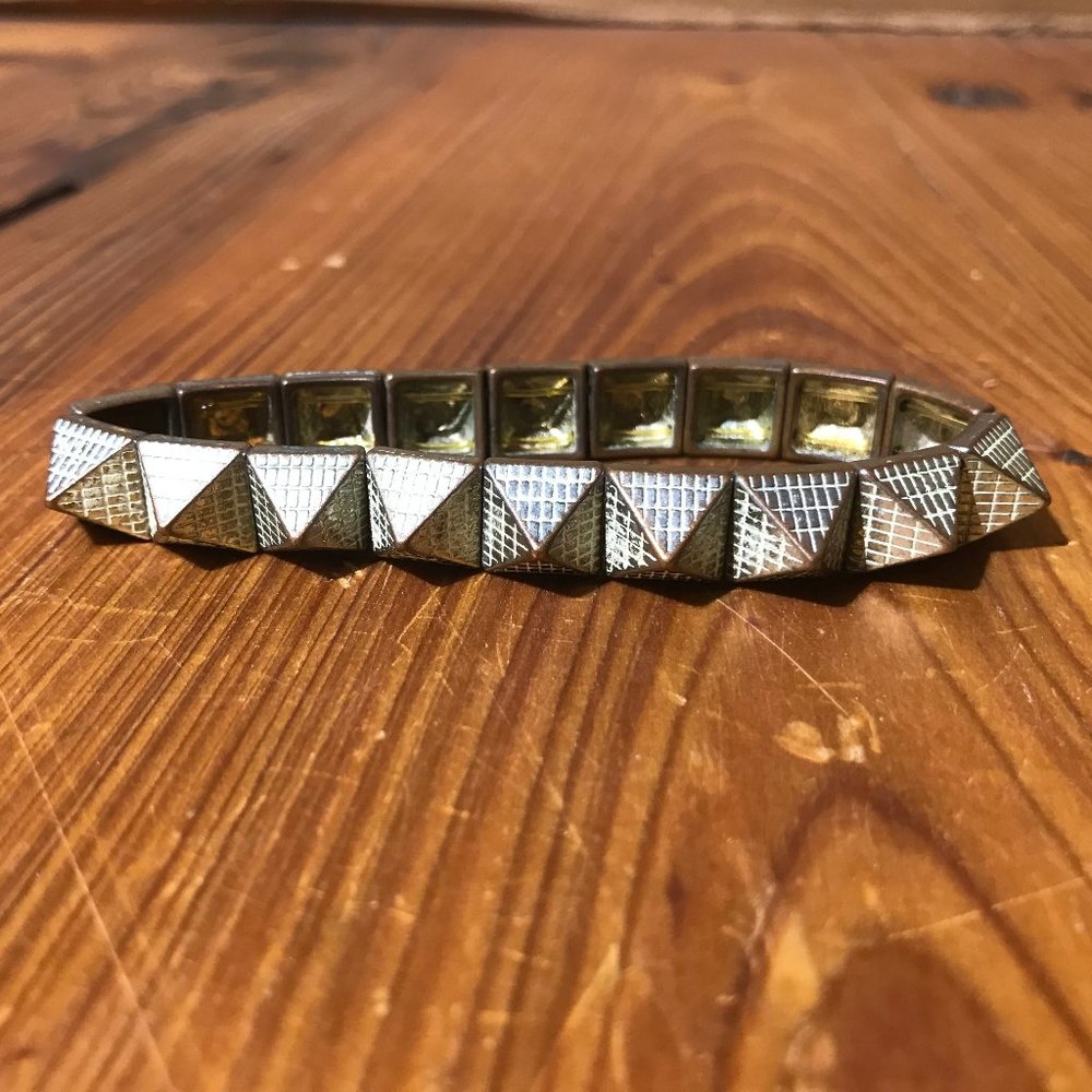 Gold White Wash Punk Pyramid Bracelet
